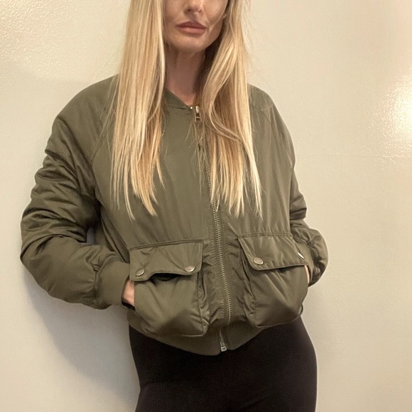 AEROPOSTALE Bomber Jacket Army Green - Picture 9 of 12